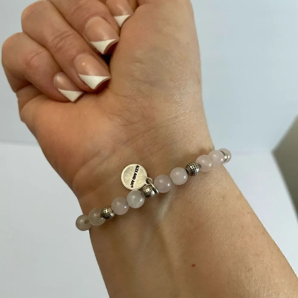 Alex and Ani| White Jade| Silver accent|Stretch bracelet